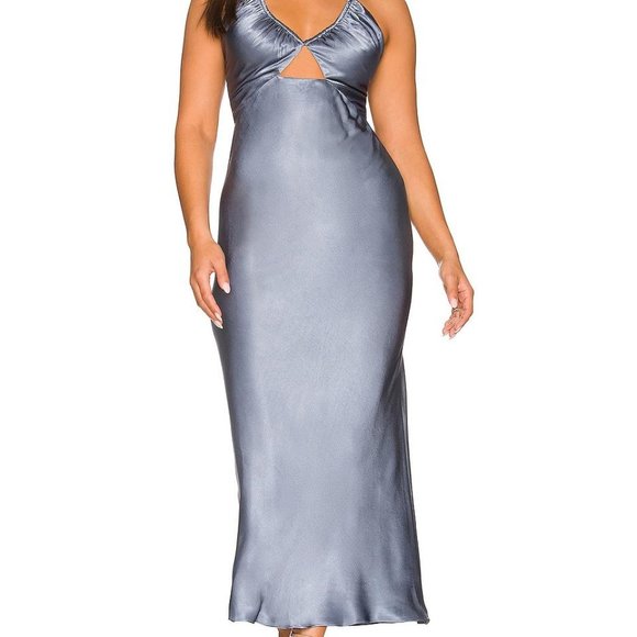 Shona Joy - la lune ruched bodice midi dress - blue smoke - Picture 1 of 2